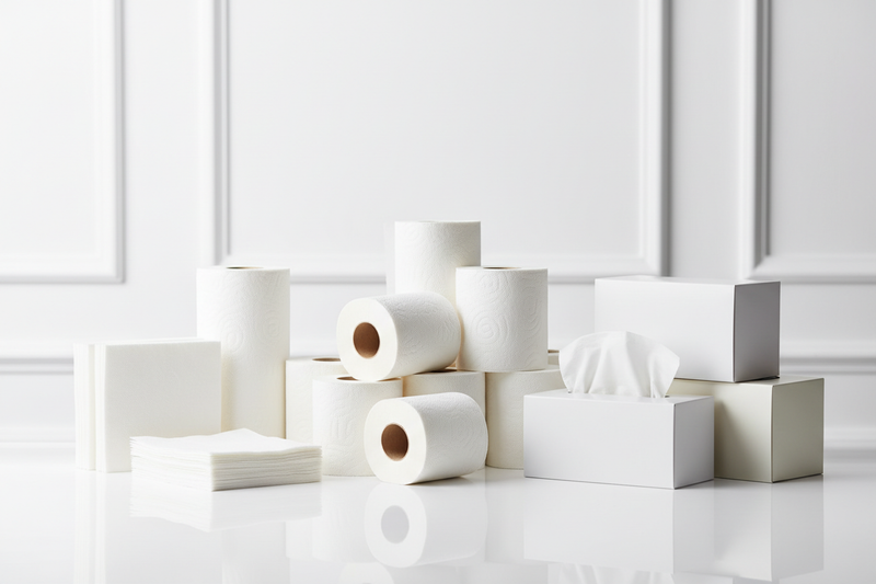 generate hero image for Hygiene & Sanitary Area collection that consists of paper goods without text